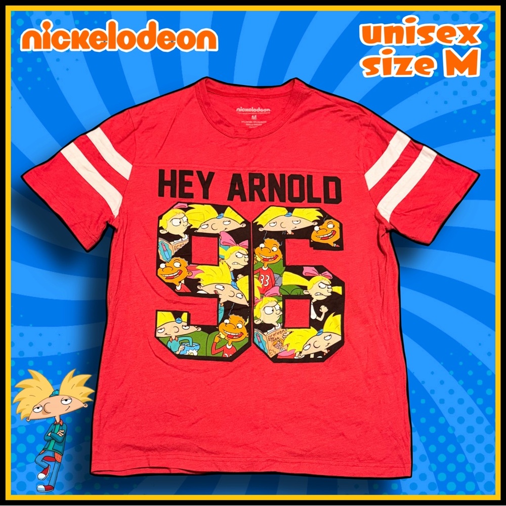 NICKELODEON Hey Arnold red short sleeve baseball style TSHIRT size M
